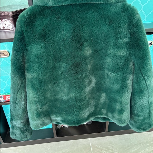 INC International Concepts Plush Emerald Green Faux Fur Jacket - Picture 2 of 3